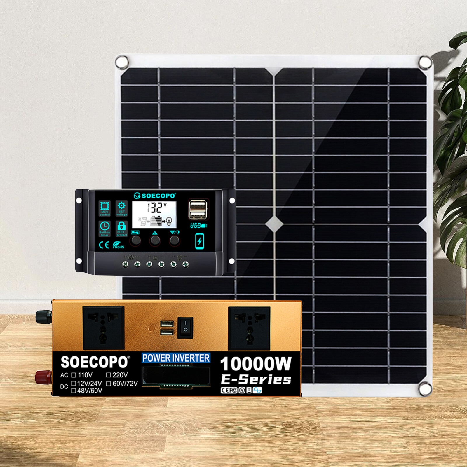 10000W Inverter Solar Panel Solar Power Generator 100A Home 110V Grid System KBM
