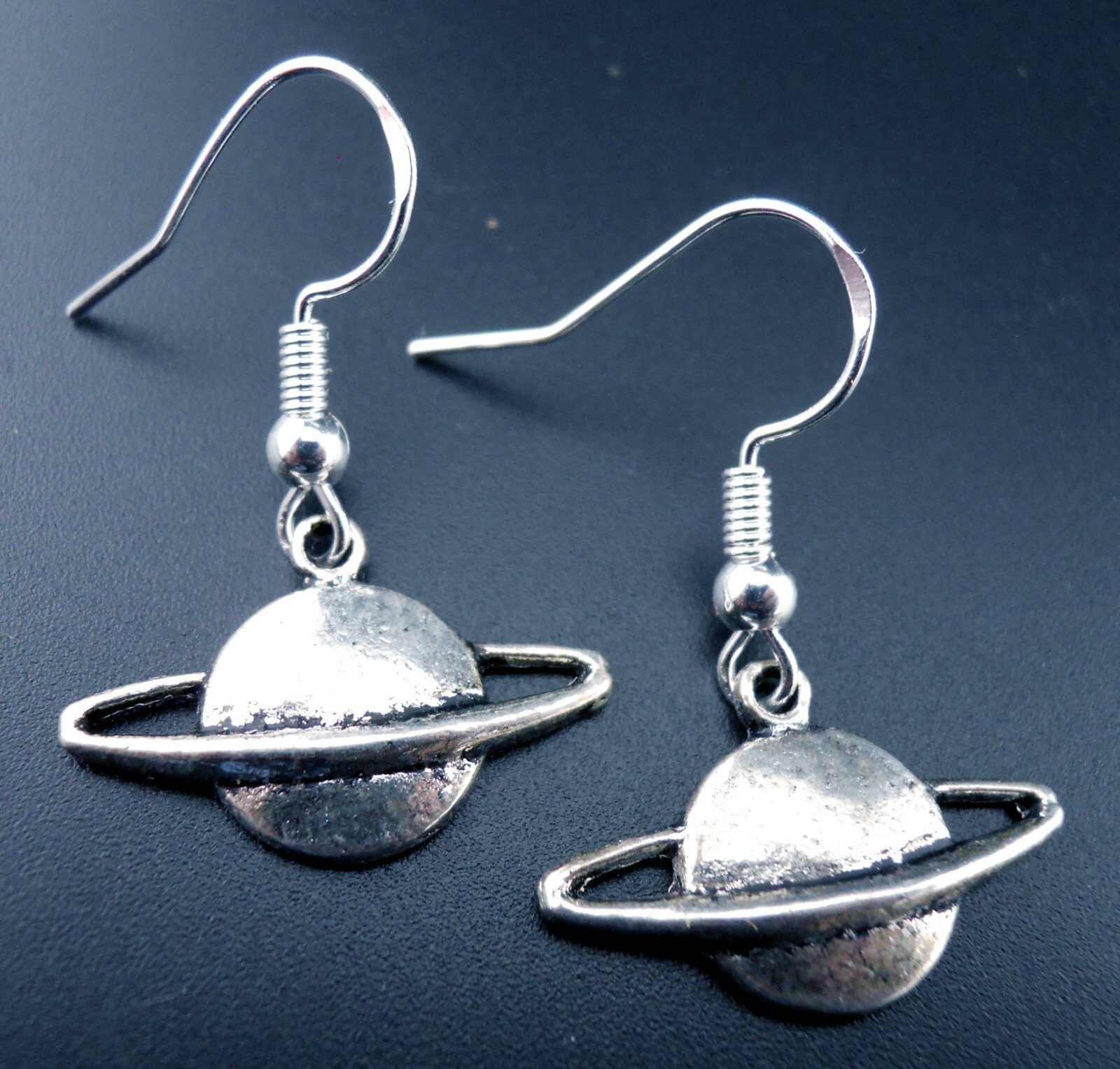 Saturn Earrings Sterling Ear Wires Vintage Charms New Planet Cosmic Solar System