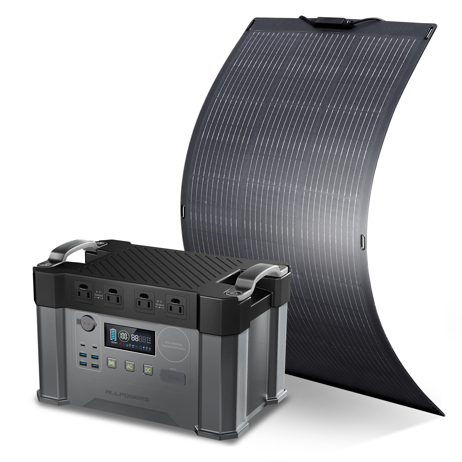 ALLPOWERS 2000W Solar Portable Power Station AC with 100W Flexible Solar Panel