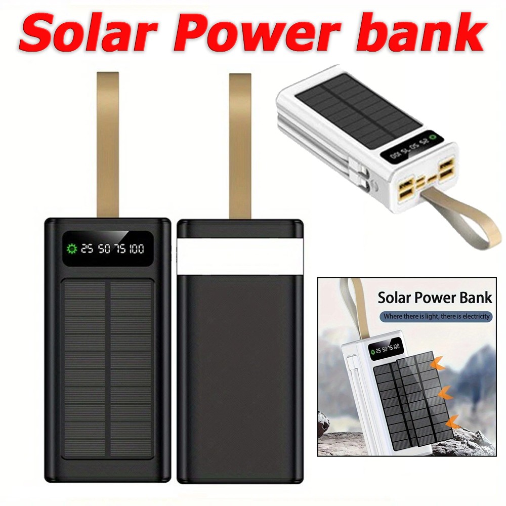 50000mAh Solar Power Bank LCD Portable External Battery Backup Charger For Phone