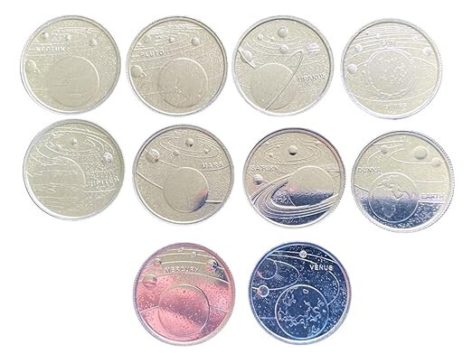 Turkey 10 Coins Set Planets Solar System 1 Kurus Commemorative UNC World Coins