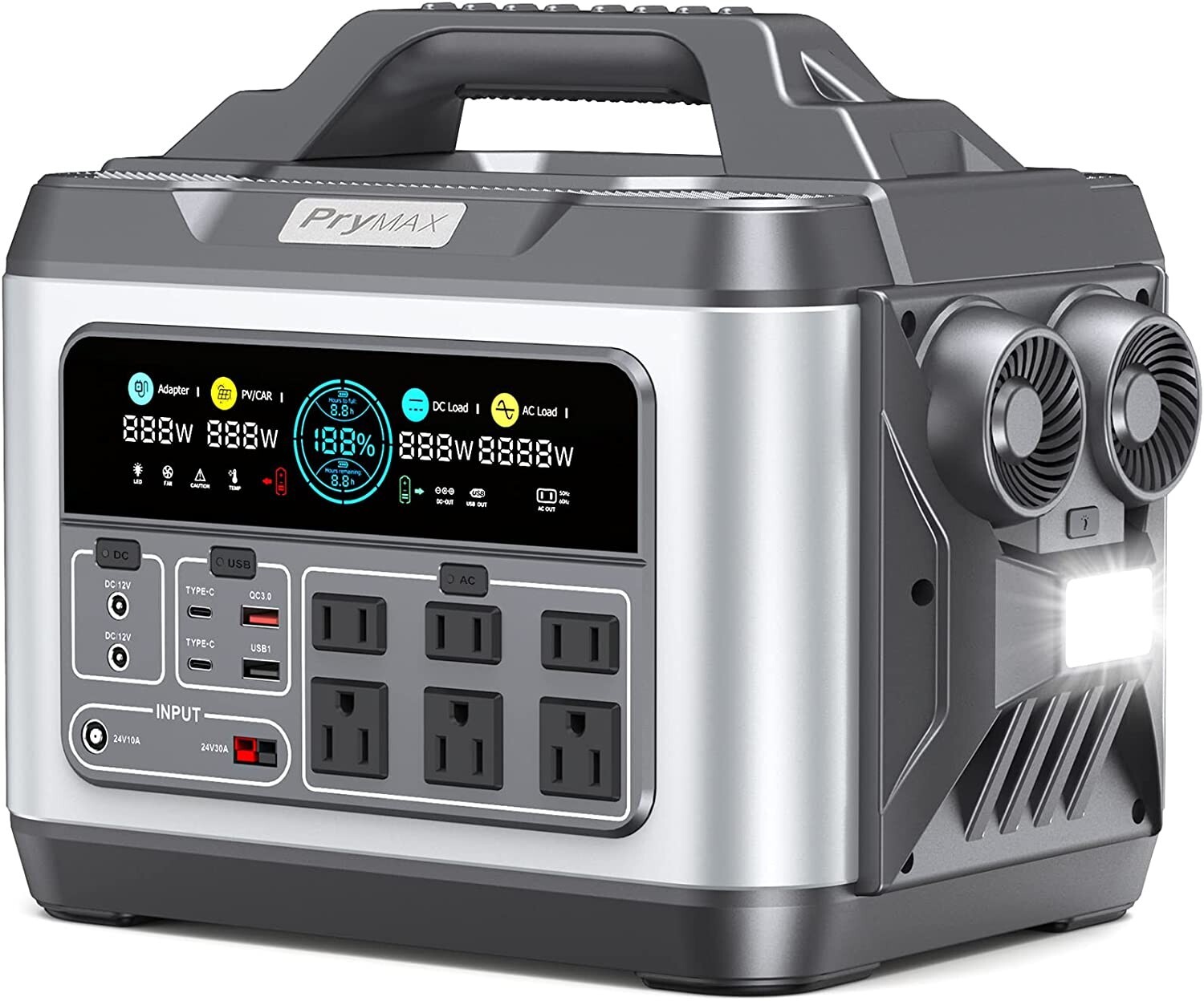 PryMax Steelite 1110Wh Portable Power Station, 1200W Peak 2600W AC Outlet Backup