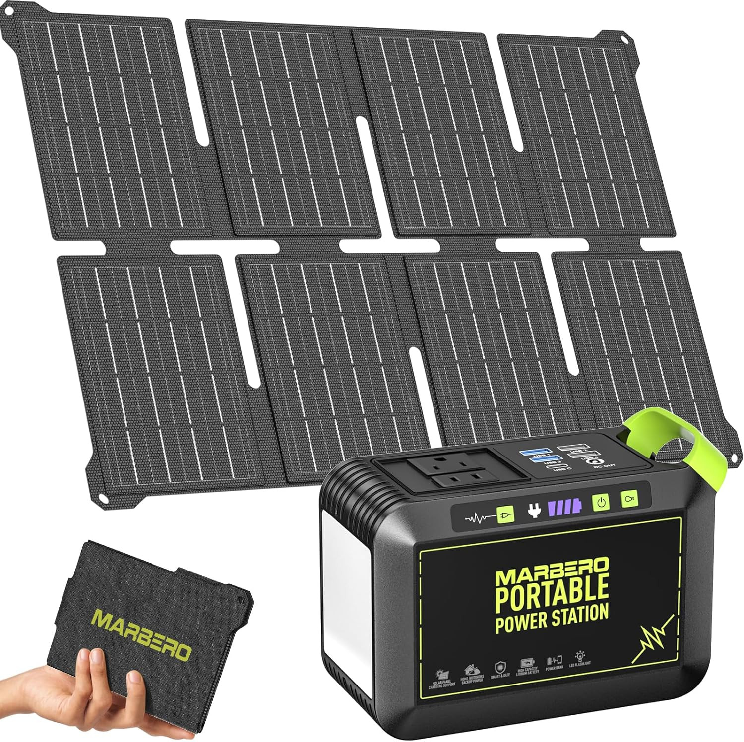 80W Solar Powered Generator with Panels 25W Included, 88.8Wh Lithium Battery Por