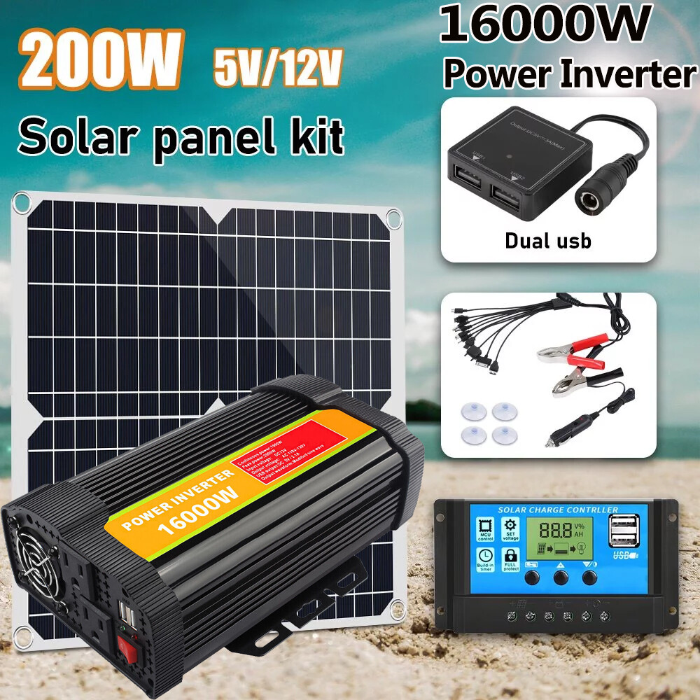 16000W Complete Solar Power Generator 400W Solar Panel Kit Home 110V Grid System
