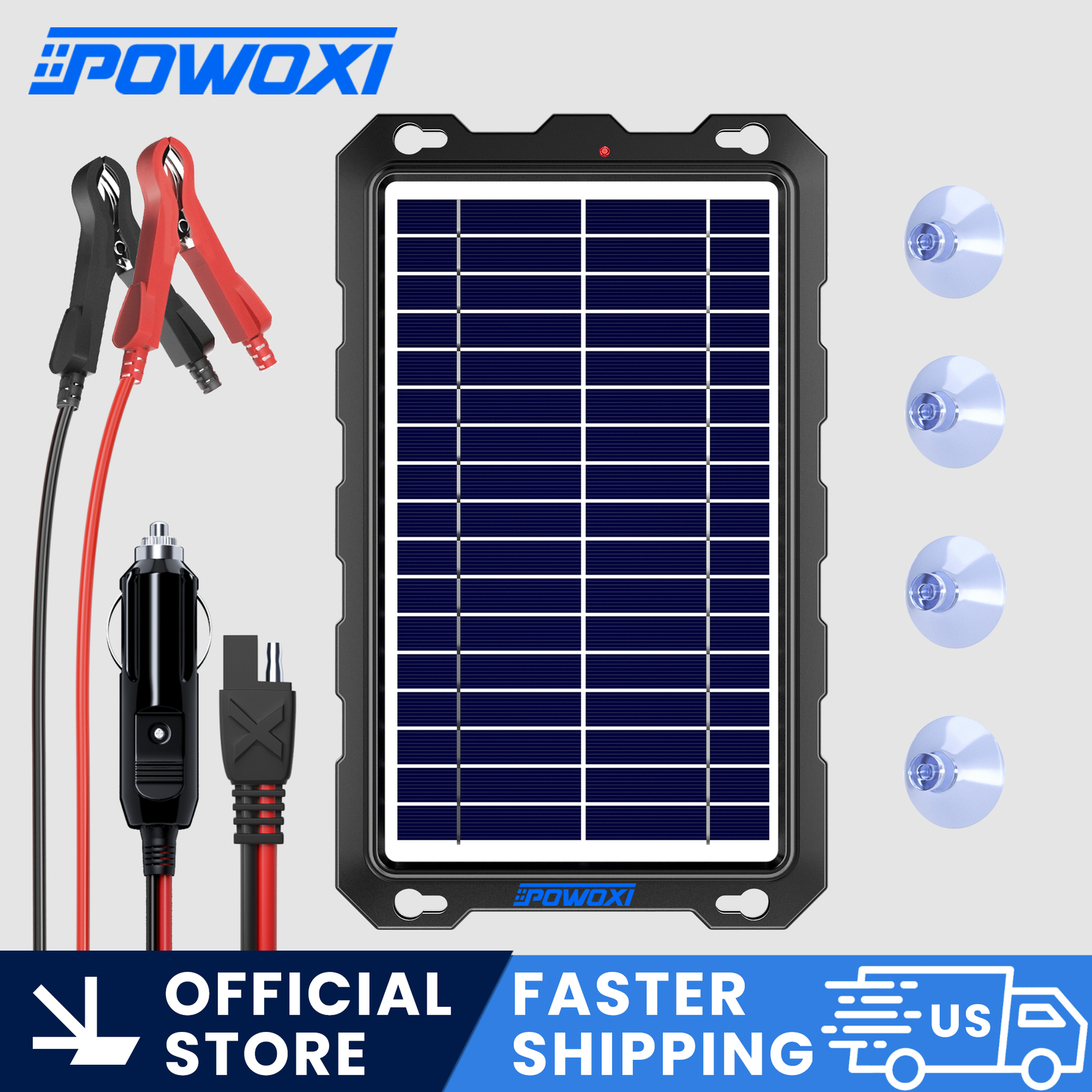POWOXI 7.5w Solar Battery Trickle Charger Maintainer 12v Solar Panel Kit for Car