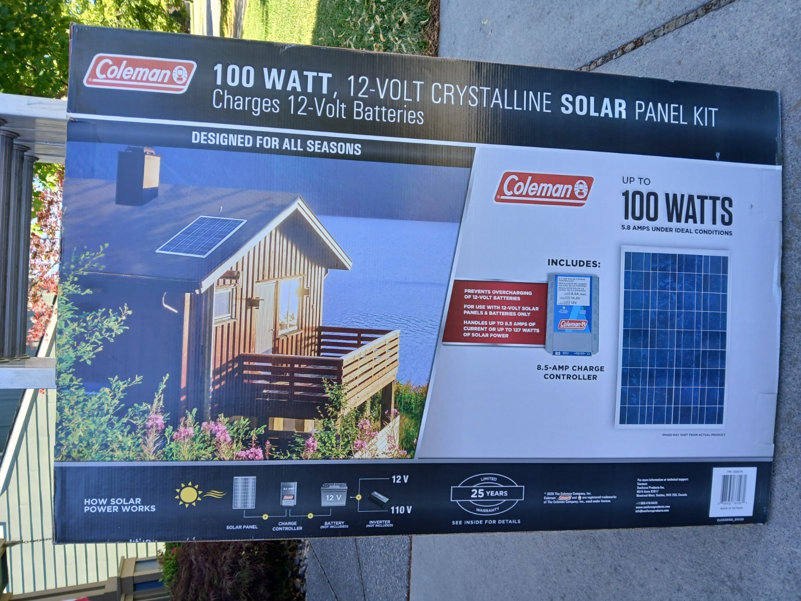 NEW COLEMAN 100 Watt 12 VOLT Crystalline Solar Panel  Kit (NEVER OPENED)