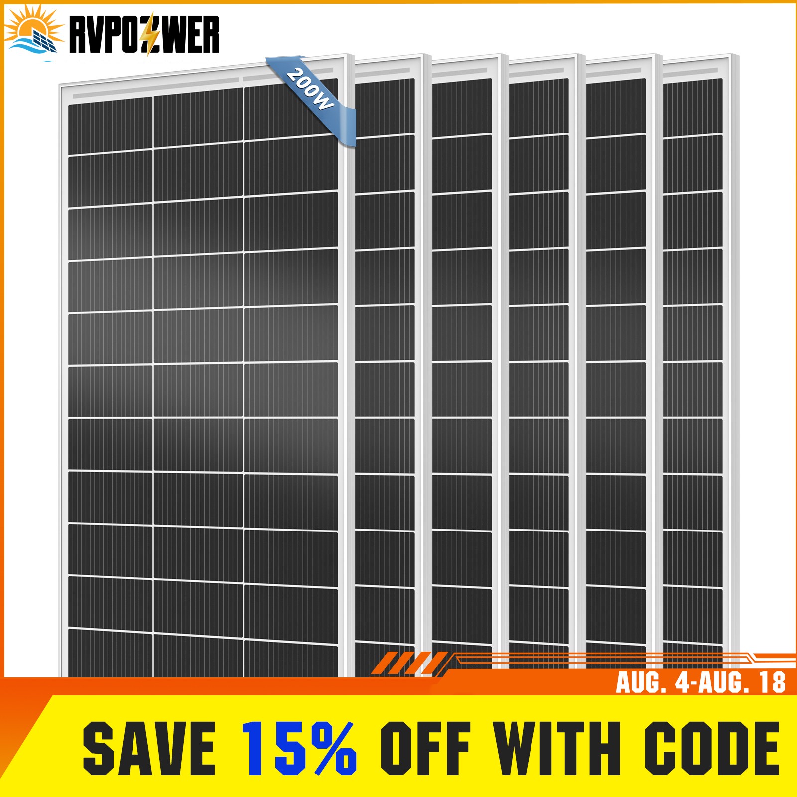 200W 300W 400W 800W 12V Solar Panel Mono 18BB Battery Charge RV PV Home Off-Grid