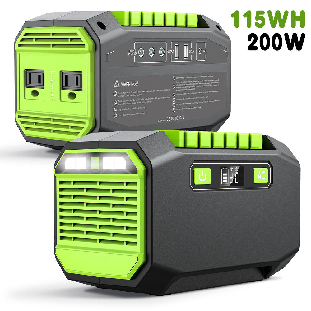 Portable Power Station 200W 115Wh Solar Generator Power Bank Camping Emergency