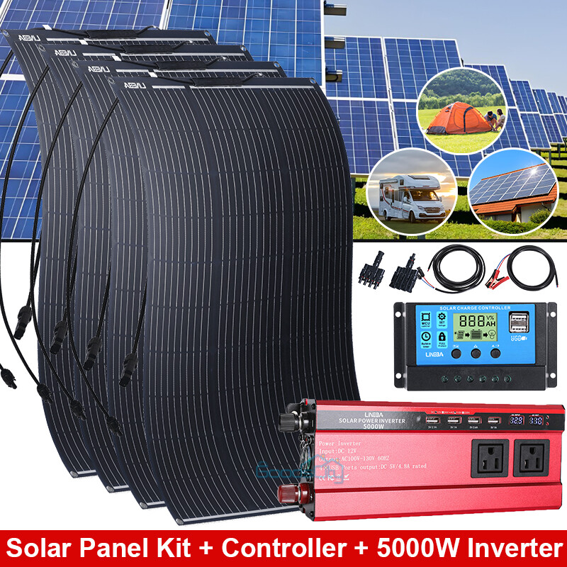 400W 200W Monocrystalline Solar Panel Kit RV Camping Home Off Grid Caravan Boat