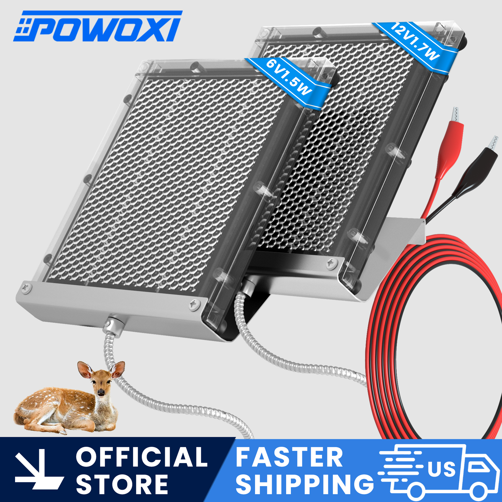 POWOXI Solar Panel for Deer Feeder 6V 1.5W Waterproof Solar Battery Charger Kit