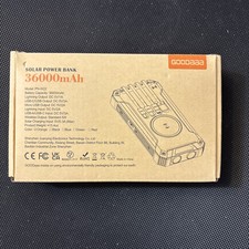 GOODaaa PN W22 BLACK WIRELESS  SOLAR POWER BANK CHARGER 36000MAH 4 CABLES, Black