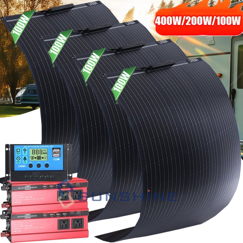 18V 400W Mono Flexible Solar Panel Power Charge Camper Home RV Panel Car Battery