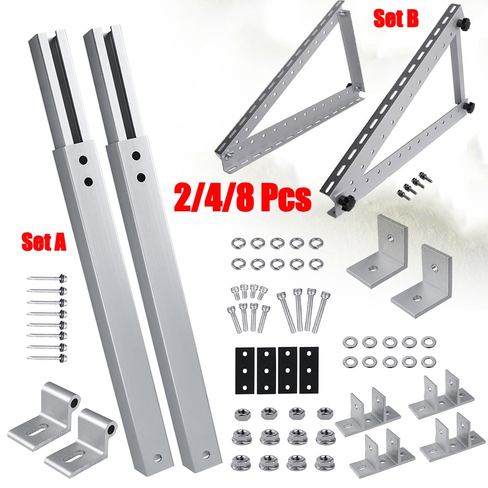 4/8x Adjustable Solar Panel RV Tilt Mount Brackets Flat Surface Frame for Roof