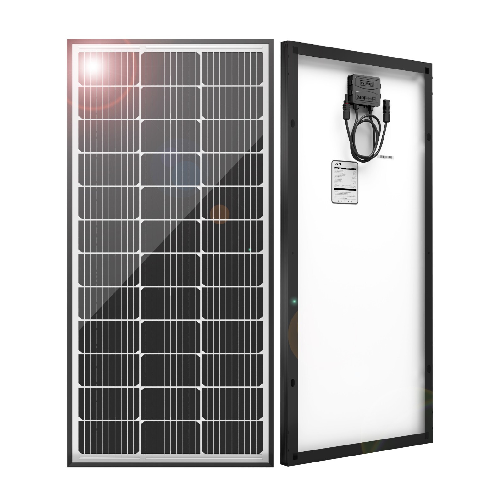 JJN 9BB Solar Panel 12V 100 Watt Monocrystalline High Efficiency Solar Panels
