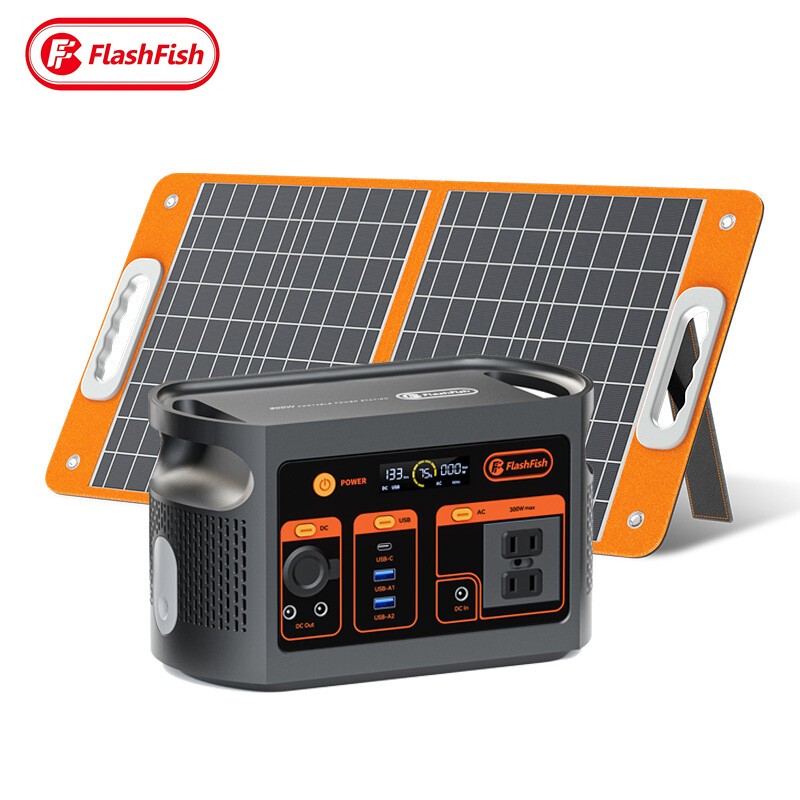 FlashFish E103 Portable Power Station 300W 179Wh Optional With Solarpanel 60W18V