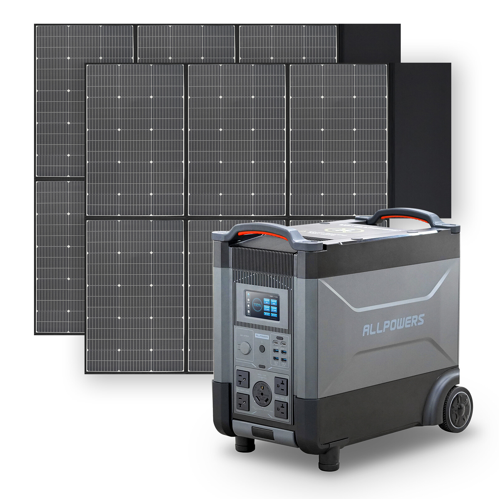ALLPOWERS 3600W R4000 Portable Power Station Home Battery 600W Mono Solar Panel
