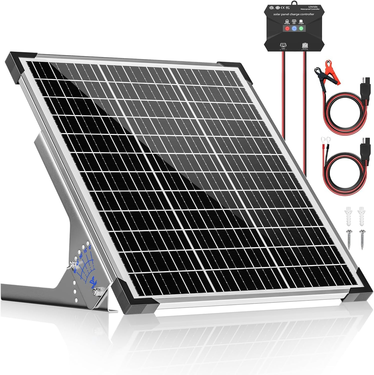 50W Solar Panel Kit, 12V Solar Battery Trickle Charger Maintainer + 10A MPPT Cha