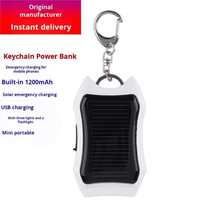 Mini  Solar Power Bank Portable For Cell Phone Keychain With Flashlight