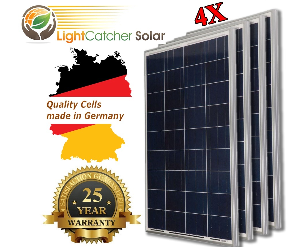 (4 pcs) 100W Watts 100 Watt  Solar Panel Off Grid 12 Volt 12V RV Boat Off Grid +