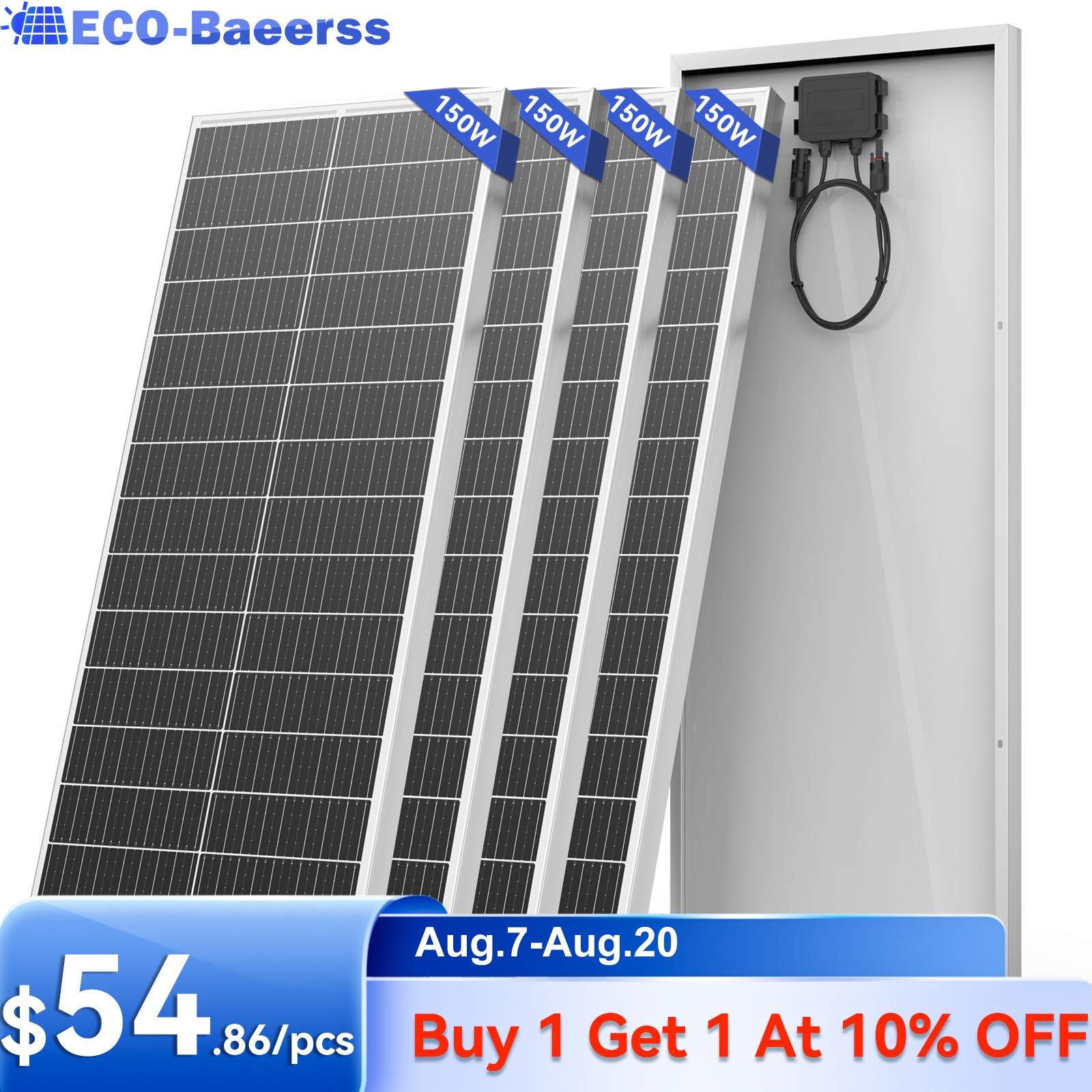 150W 300W 450W 600W Solar Panel 12V Mono Battery RV PV Marine Off-Grid Charger