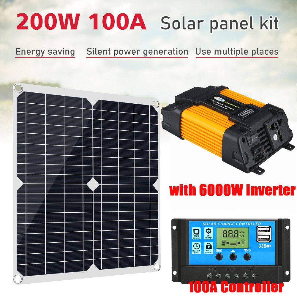 110V 6000W Solar Panel Kit Complete Solar Power Generator 100A Home Grid System