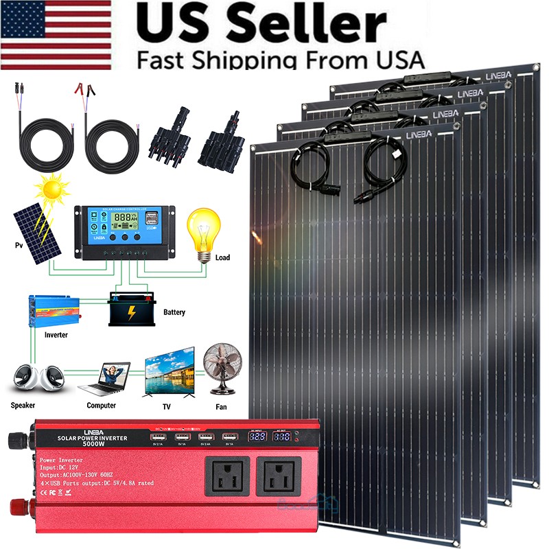 100W 200W 400W 12V Solar Panel Kit & 5000W Inverter & Solar Charge Controller