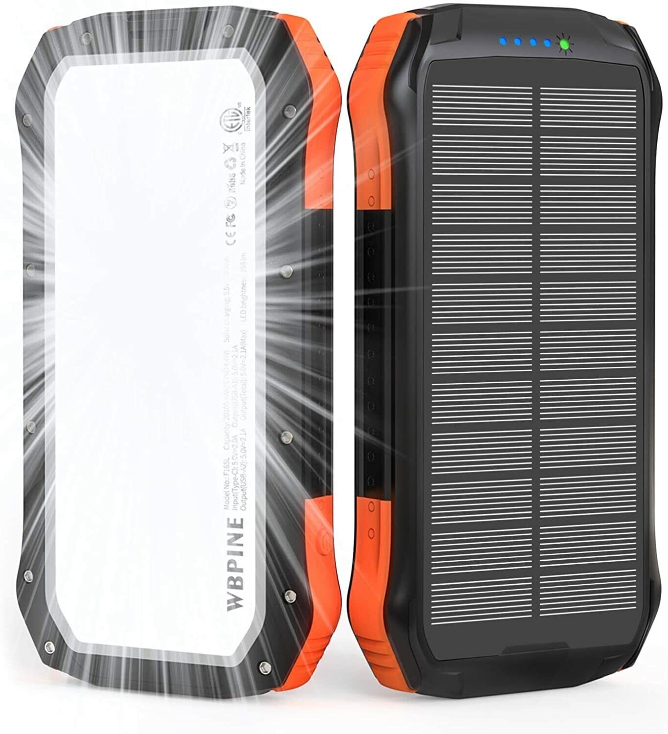 Portable Solar Power Bank 20100mAh 2 USB Battery Charger Cell Phone Iphone Light