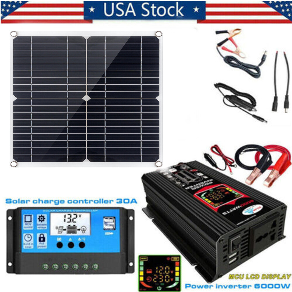 6000W Complete Solar Panel with 200W Solar Power Generator 100A 110V Grid System