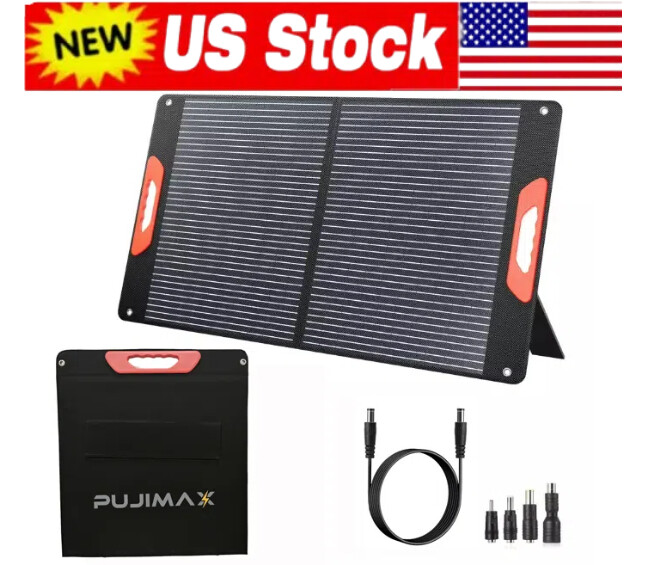 PUJIMAX Foldable Portable Solar Panel Kit 100W for Power Station Solar Generator