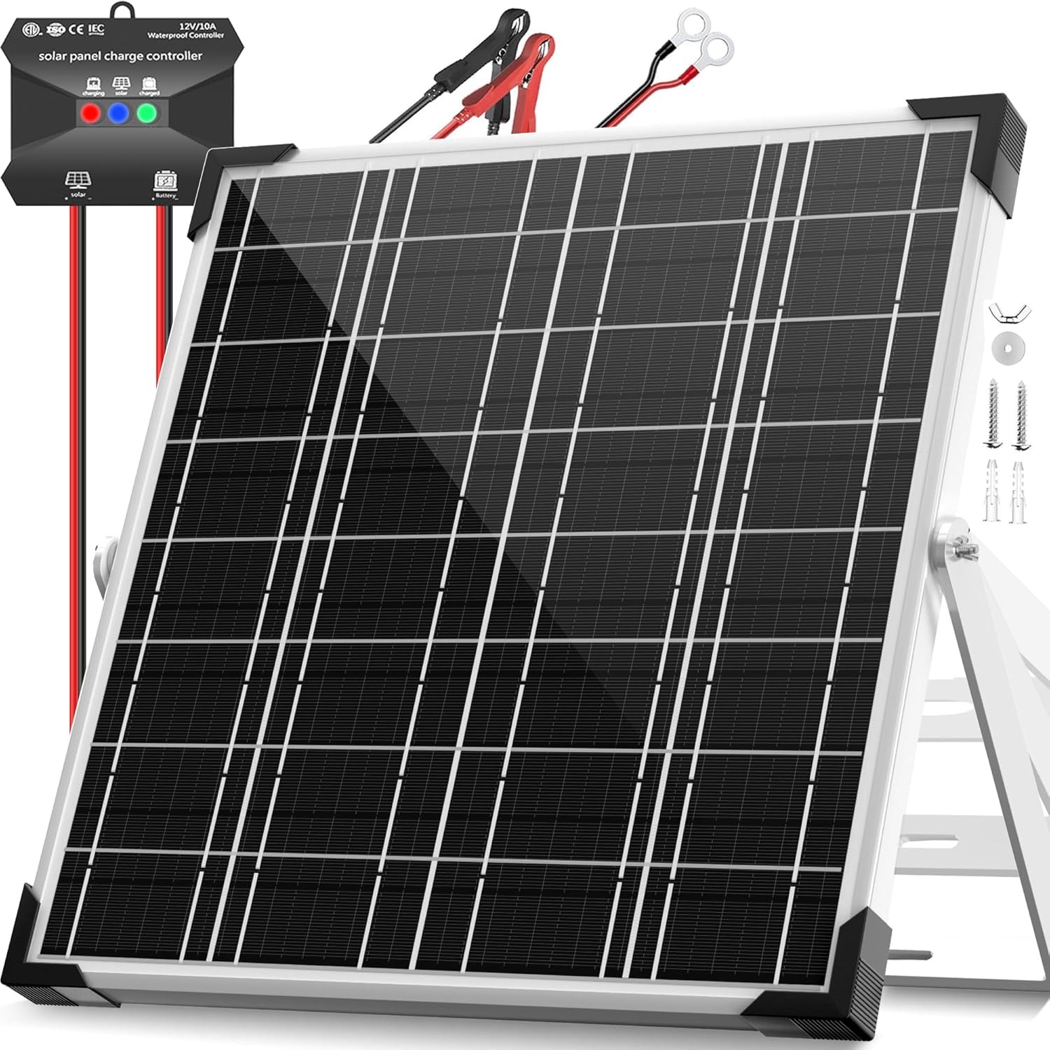 Solar Panel Kit 20W 12V, Battery Trickle Charger 20W, Silver
