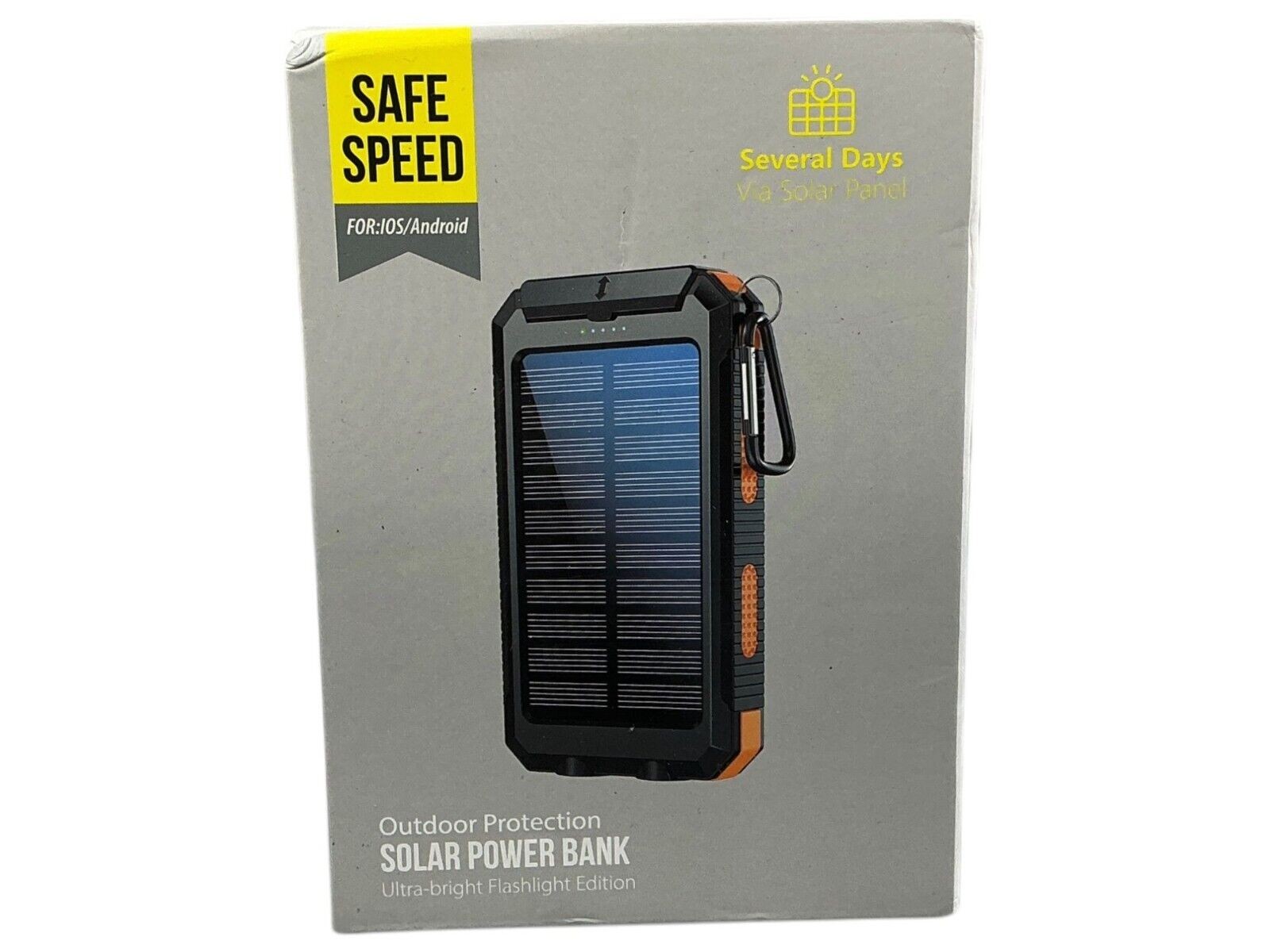 Safe Speed Solar Power Bank Outdoor Usb Charger Bright Flashlight 10000mAh