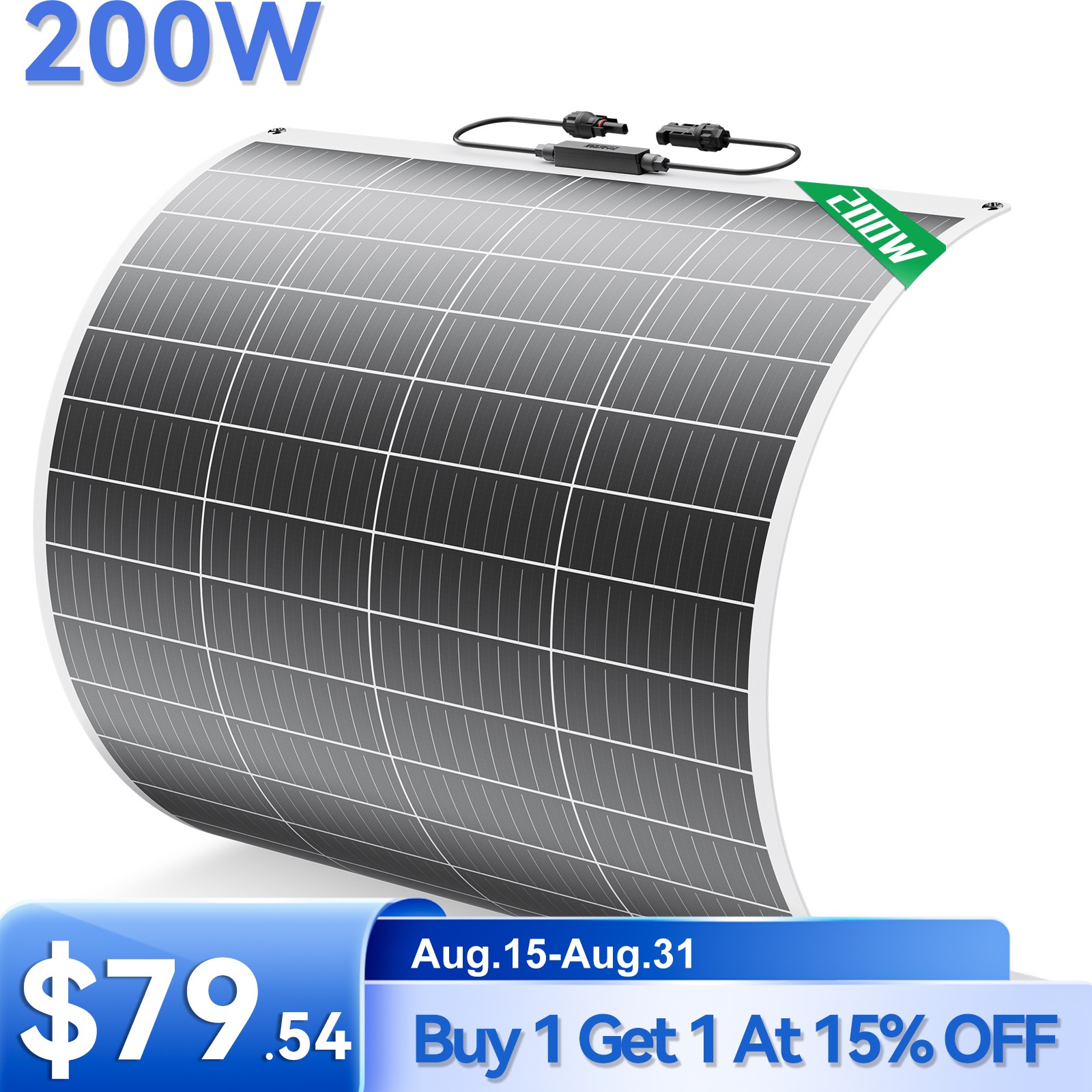 200W Mono Flexible Solar Panel 12V Power Charge Camping Home RV Battery Higher