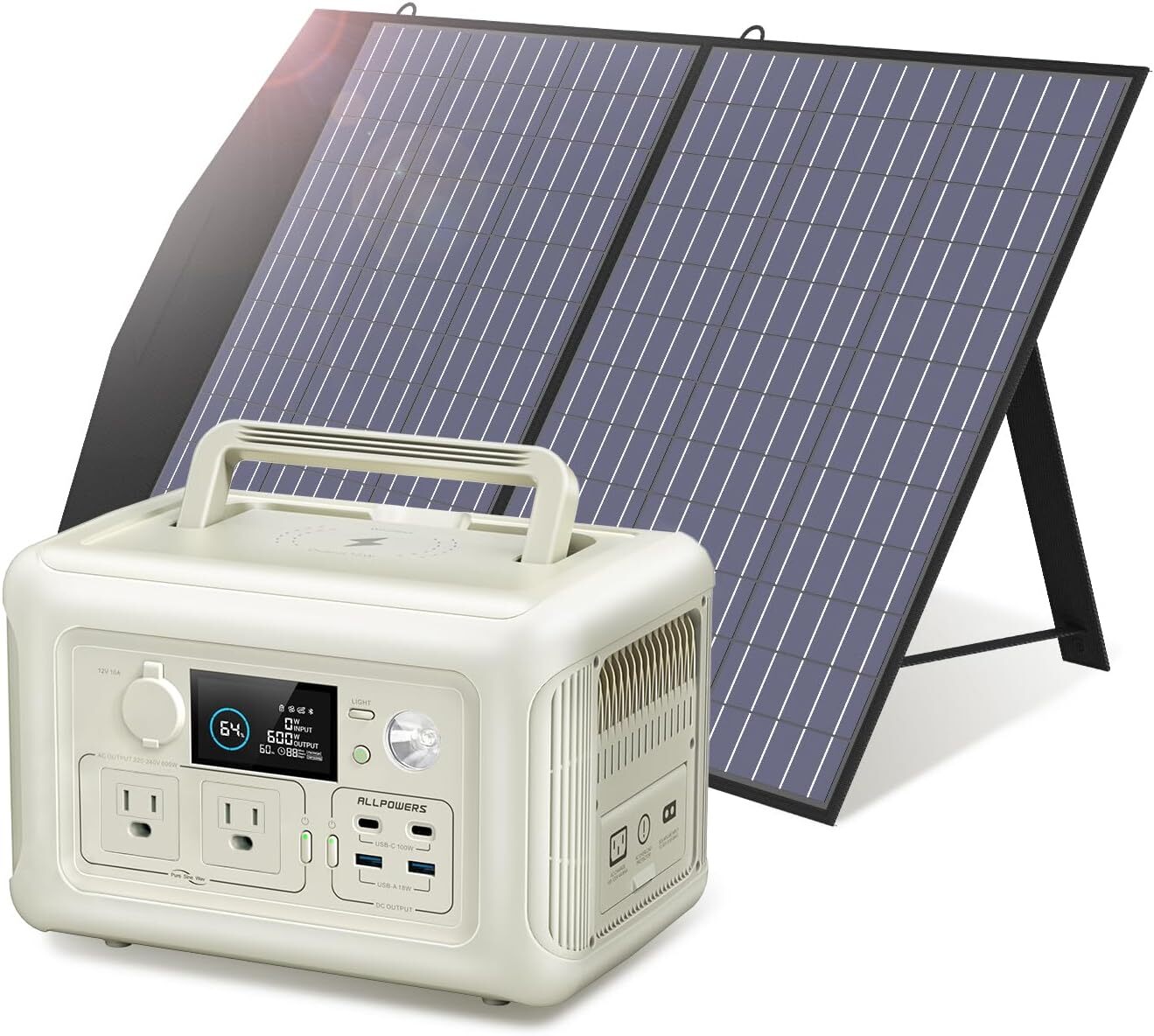ALLPOWERS R600 Power Station Generator &100W Solar Panel For Outdoor Camping RV