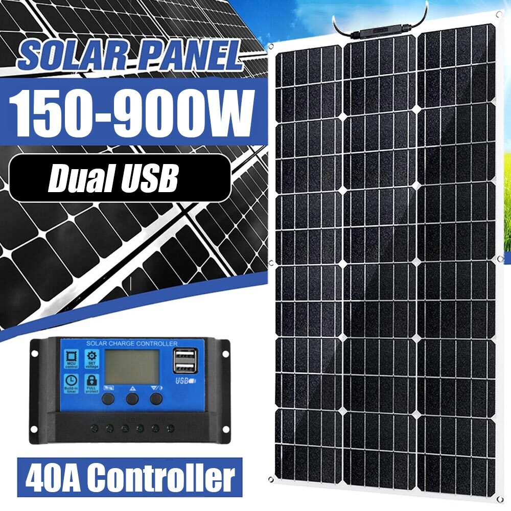 12V Mono Compact Design Solar Panel 150W-900W New Sealed Solar Panel Kit USA