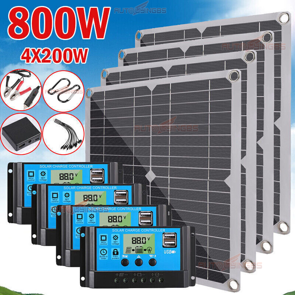 800 Watts Solar Panel Kit 100A 12V/24V Battery Charger with Controller Dual USB