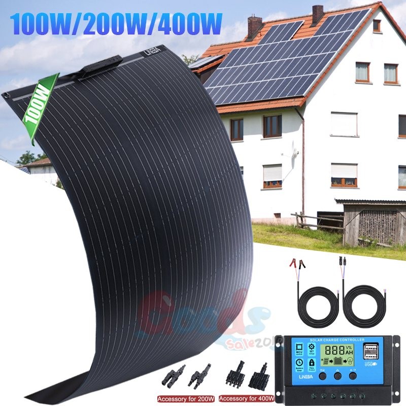 400W Flexible Solar Panel Mono 12V Power Camping Home RV Battery Charge Off-grid