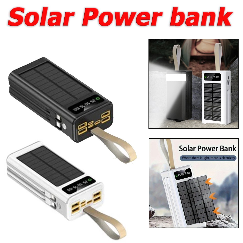Super 50000mAh Solar Power Bank LCD LED Portable External Battery Fast Charging
