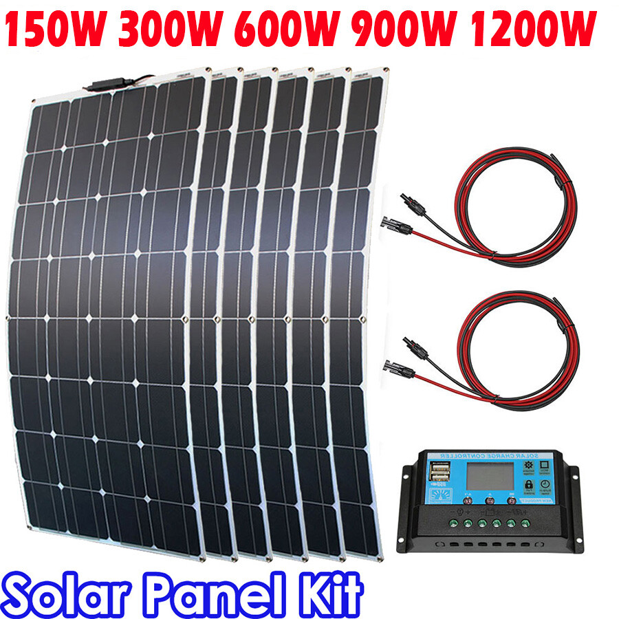 150w 300w 600w 900w 1200w Rigid Monocrystalline Solar Panel Kit for Home/RV/Boat