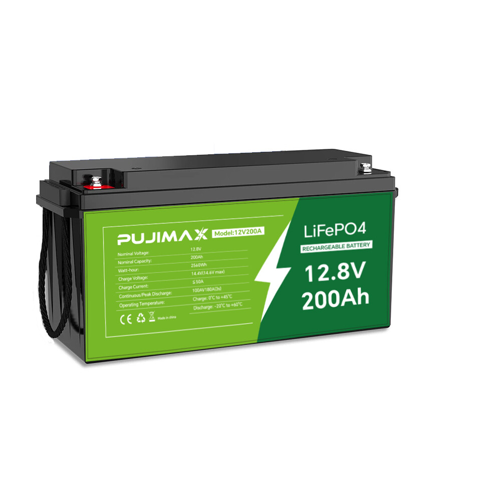 PUJIMAX 200Ah LiFePO4 Lithium Battery 12V BMS Deep Cycle for RV Solar System NEW