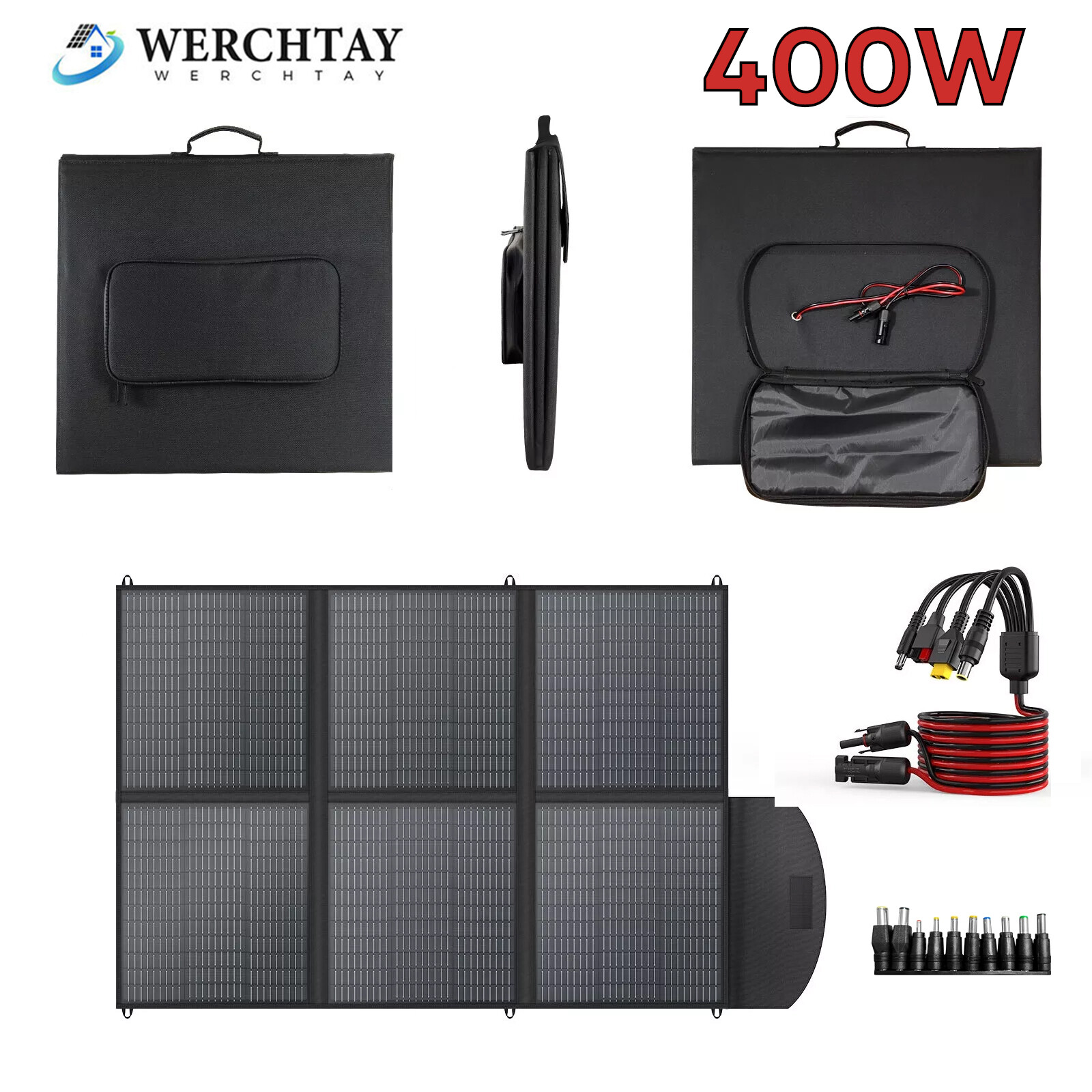400W Portable Solar Panel Foldable for Power Station RV Camp Car /W Carry Case