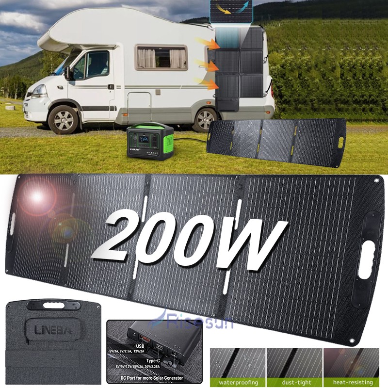 200W Foldable Solar Panel 12V Portable Power Camping Home RV Battery Charge