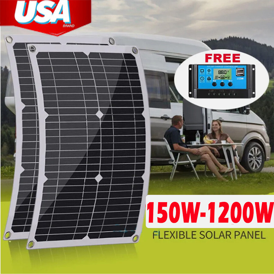 12V 150W 300W 600W 900W 1200W Monocrystalline Solar Panel Home RV Off-Grid Power