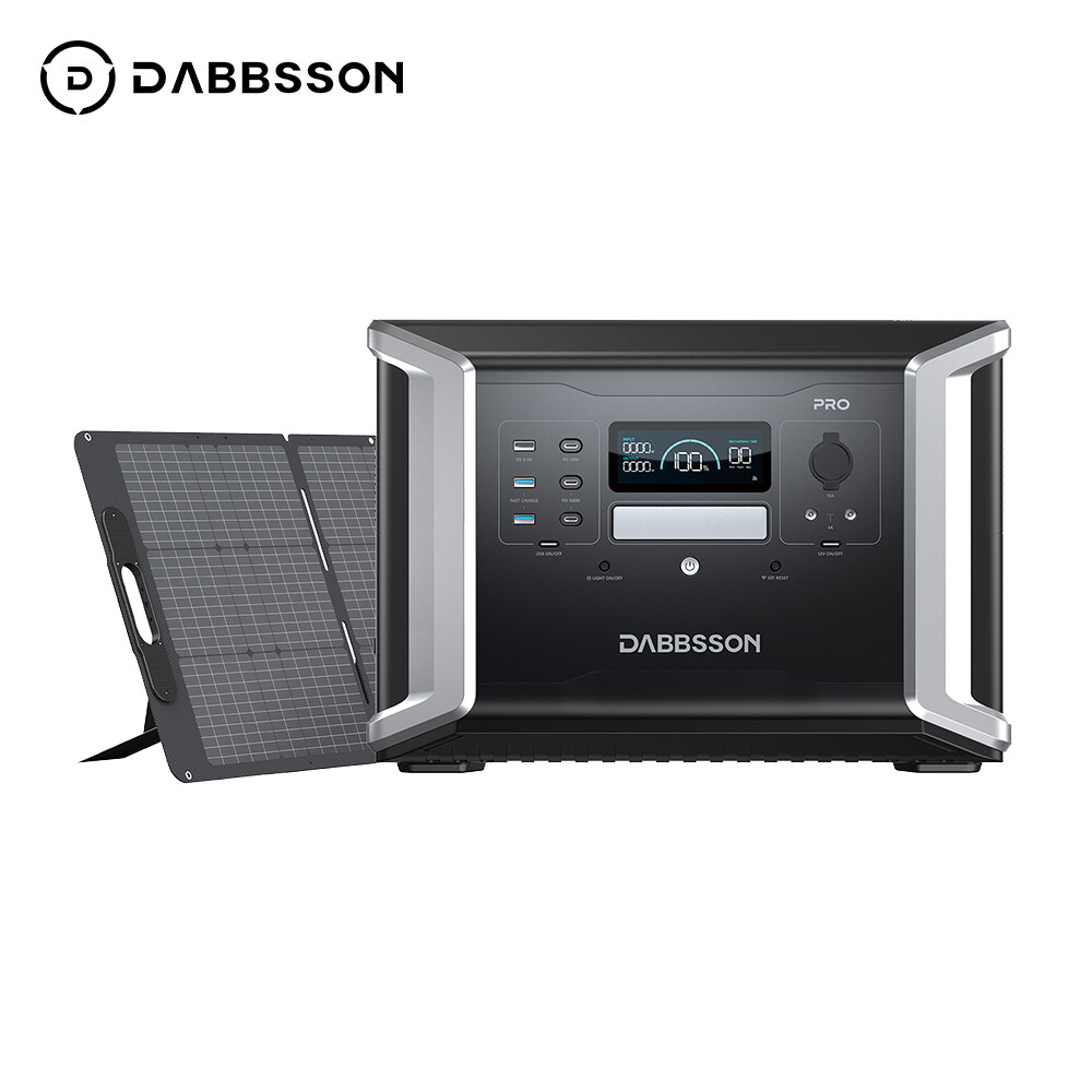 Dabbsson Power Station 1382Wh 2400W Solar Generator+210W Solar Panel Home Backup