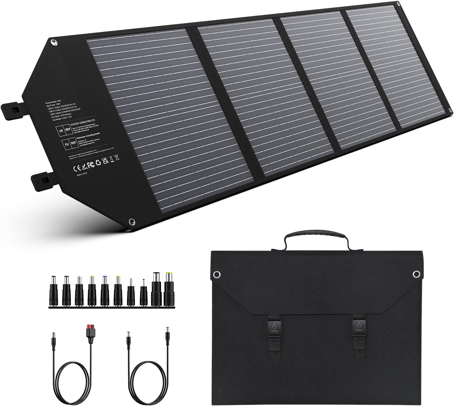 Enginstar 100W Foldable Solar Panel Charger with 18V DC Outlet for Portable Powe