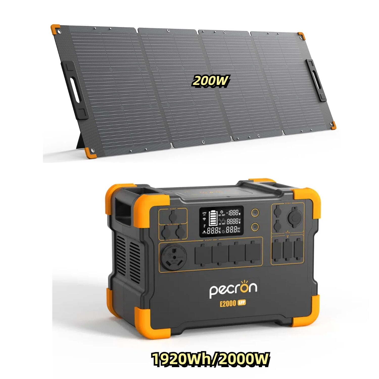 pecron E2000LFP 1920Wh Portable Power Station 200W Solar Panel Solar Generator