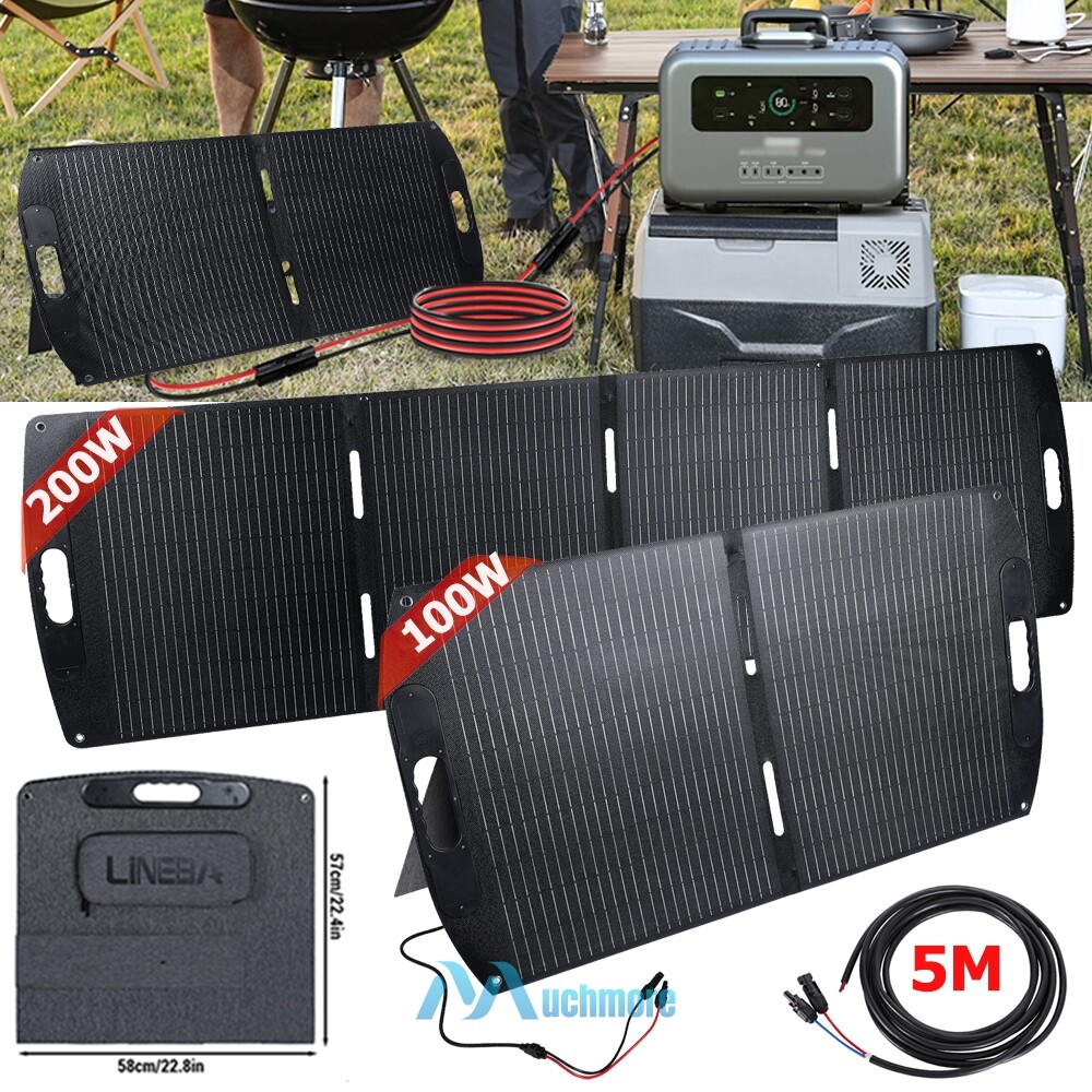 200W ETFE Solar Panel Kit with Extension Cable Waterproof for Outdoor RVs Camper