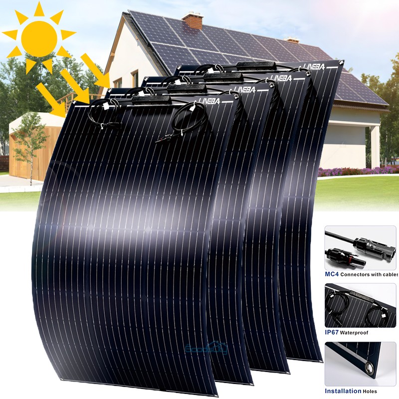 200W 400W Flexible Solar Panel Mono 12V Ultra Thin Camping Home RV Boat Marine