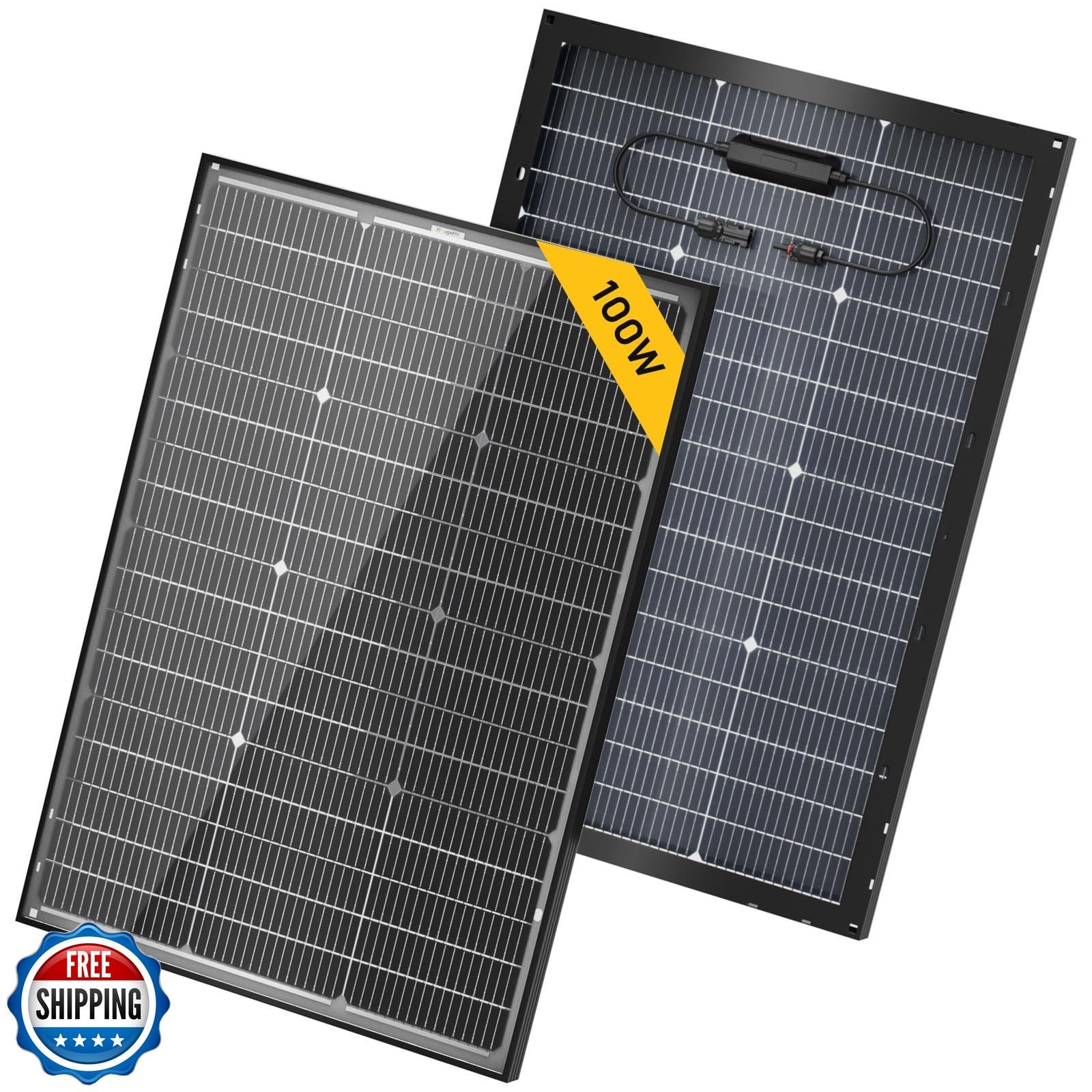 BougeRV 24V N-Type 16BB 100W Bifacial Solar Panel, 24V 100 Watt Solar Panel,
