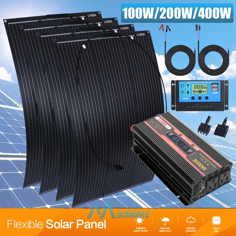 Complete Solar Panel Kit 3000W Power Inverter 12V Battery Charger Controller US