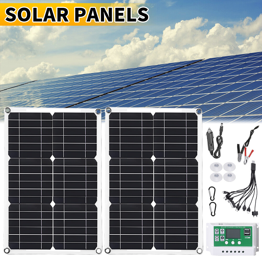 2PK 600W Solar Panel Kit 100A 12V Battery Charger w/ Controller Caravan Boat RV